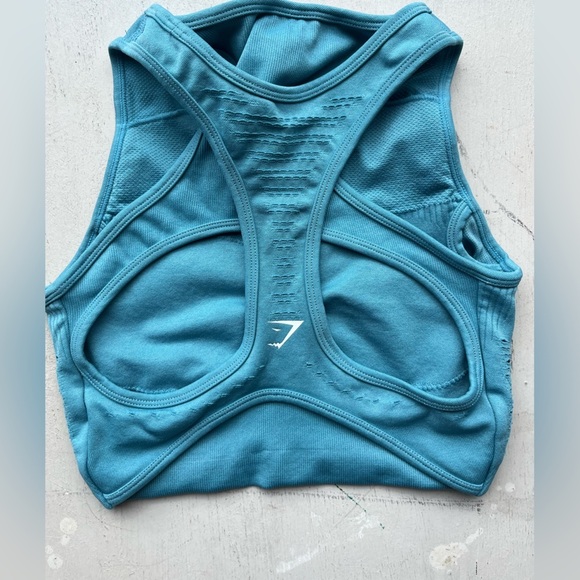 Women's Gymshark Sports Bra Teal Turquoise Flawless S Dry Racerback Pull-On Run - Picture 4 of 9